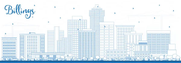 Outline Billings Montana City Skyline con edifici blu . — Vettoriale Stock