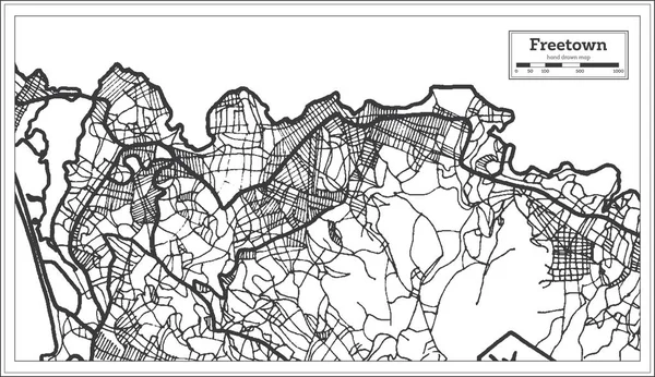 Freetown sierra leone stadtplan iin schwarz-weißer farbe. Außendarstellung — Stockvektor