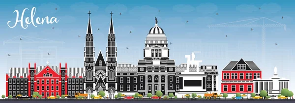 Helena Montana City Skyline con edificios a color y cielo azul . — Vector de stock