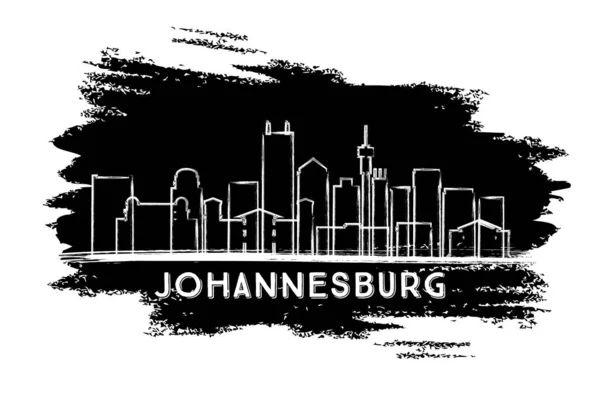 ヨハネスブルグ 南アフリカシティスカイラインシルエット。手描きのSk — ストックベクタ