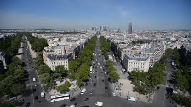 París Vista Desde Arco Del Triunfo Panorama Place Charles Gaulle — Vídeos de Stock