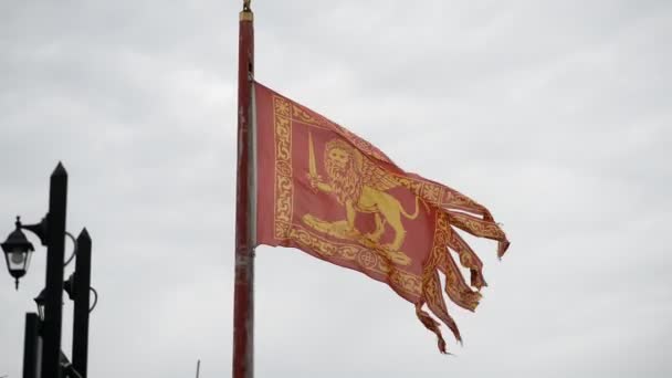 Bandera Venecia Símbolo Principal Venecia León Alado Dorado Del Evangelista — Vídeos de Stock