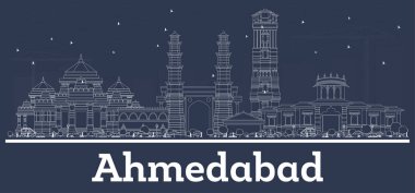 Beyaz Binalar ile Anahat Ahmedabad Hindistan Şehir Skyline. 