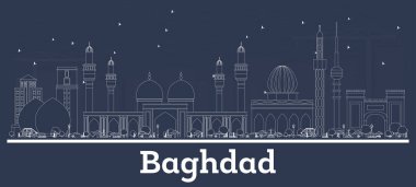 Beyaz Binalar ile Anahat Bağdat Iiraq Şehir Silueti.