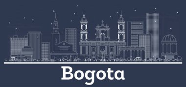 Beyaz Binalar ile Anahat Bogota Kolombiya Şehir Skyline. 
