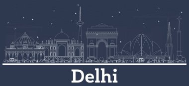 Anahat Delhi Hindistan şehir manzarası ile beyaz binalar. 