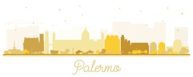 Palermo İtalya Şehir Skyline Siluet Altın Binalar Isol ile