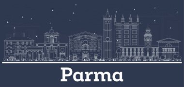 Beyaz Binalar ile Anahat Parma İtalya Şehir Skyline. 