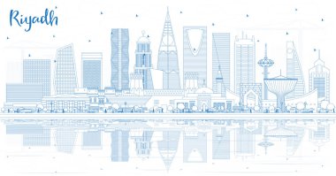 Mavi Binalar ve Ile Anahat Riyad Suudi Arabistan Şehir Skyline