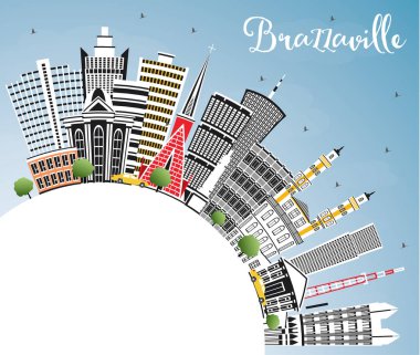 Brazzaville Cumhuriyeti Kongo Şehir Silueti Gri Binalar ile, 