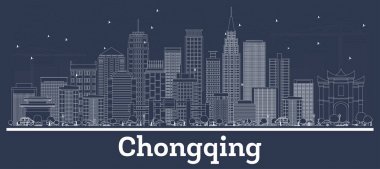 Beyaz Binalar ile Anahat Chongqing Çin Şehir Skyline. 