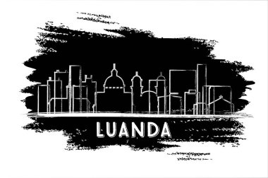 Luanda Angola Şehir Silueti. El Çizimi Çizimi.