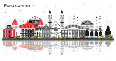 Gri Binalar ve Yansıtma ile Paramaribo Surinam Şehir Skyline