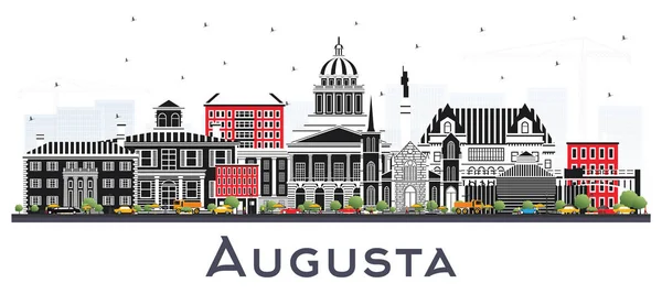 Augusta Maine City Skyline z kolorami budynki izolowane na WHIT — Wektor stockowy