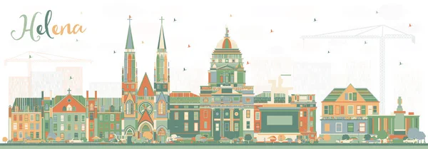 Helena Montana Stadtsilhouette mit farbigen Gebäuden. — Stockvektor