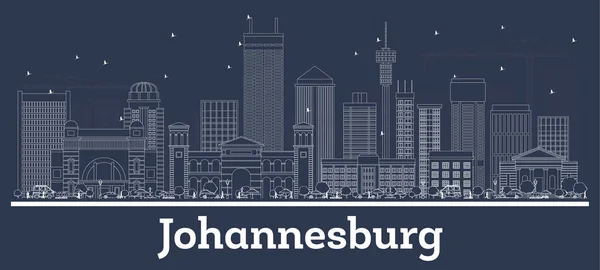 Esquema Johannesburgo Sudáfrica City Skyline con White Buildi — Vector de stock