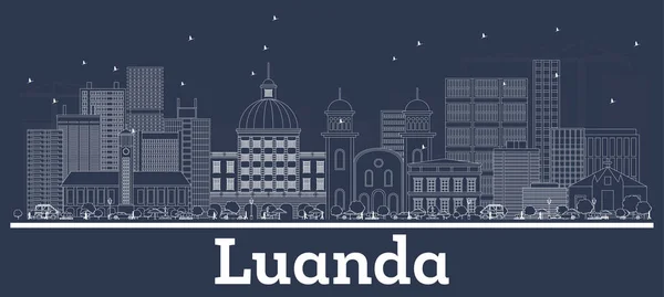 Zarys Luanda Angola City Skyline z białymi budynkami. — Wektor stockowy