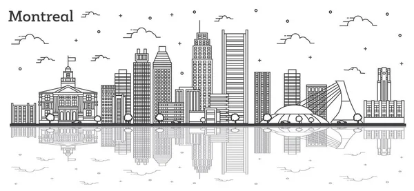Outline Montreal Canada City Skyline with Modern Buildings and R — Stock Vector