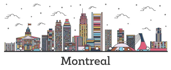 Esquema Montreal Canada City Skyline con edificios de color Isolat — Vector de stock