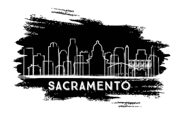 Die Silhouette der Stadt Sacramento in Kalifornien. Handgezeichnete Skizze — Stockvektor