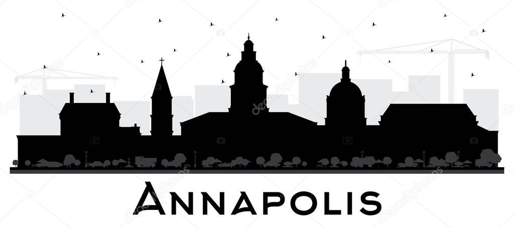 Annapolis Maryland City Skyline Silhouette with Black Buildings 