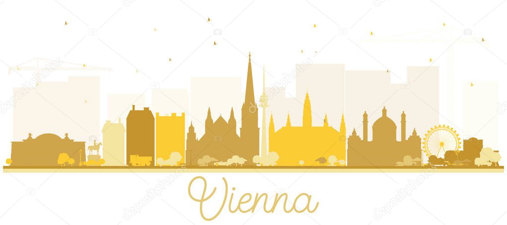 Vienna Austria City Skyline Silhouette with Golden Buildings Iso