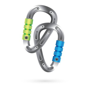 Beyaz Arka Plan Üzerinde İzole İki Çelik Karabina ile Simge. 