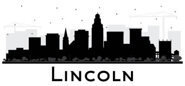Siyah Binalar ile Lincoln Nebraska City Skyline Siluet is