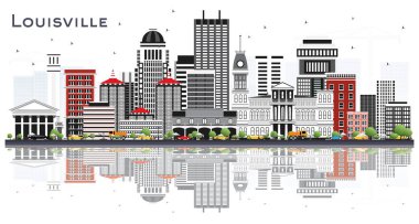 Louisville Kentucky Abd Şehir Skyline Gri Binalar ve Ref ile