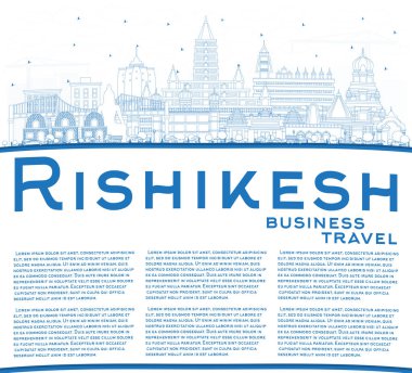 Anahat Rishikesh Hindistan Şehir Skyline Mavi Binalar ve Cop ile