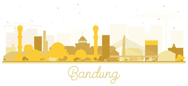 Siluet Skyline Kota Bandung Indonesia dengan Bangunan Emas - Stok Vektor