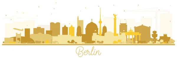 Berlin Tyskland skyline Silhouette med gyllene byggnader isolerade — Stock vektor
