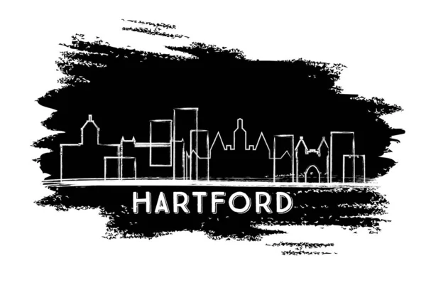 Hartford Connecticut USA stad skyline silhouet. Hand getekende SKE — Stockvector