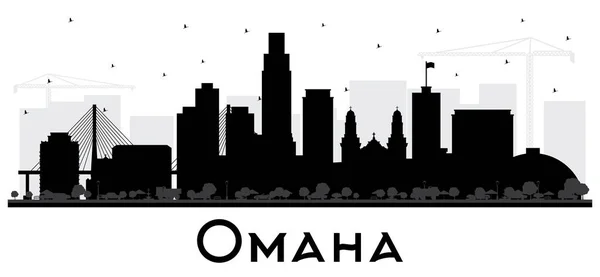 Omaha Nebraska City Skyline Silueta con edificios negros Isol — Vector de stock