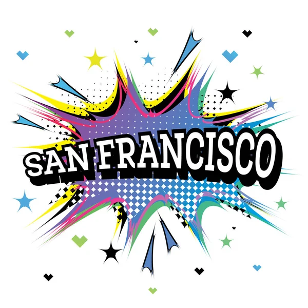 Texto cómico de San Francisco California en estilo pop art. — Archivo Imágenes Vectoriales