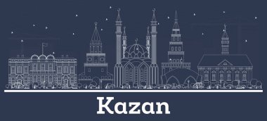 Beyaz Binalar ile Anahat Kazan Rusya Şehir Silueti.