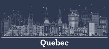 Beyaz Binalar ile Anahat Quebec Kanada Şehir Skyline. 