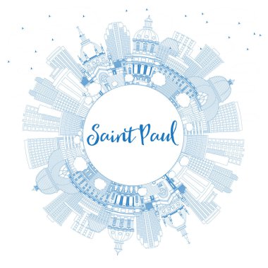 Anahat Saint Paul Minnesota şehir silueti ile mavi binalar bir