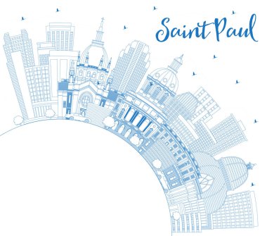 Anahat Saint Paul Minnesota şehir silueti ile mavi binalar bir