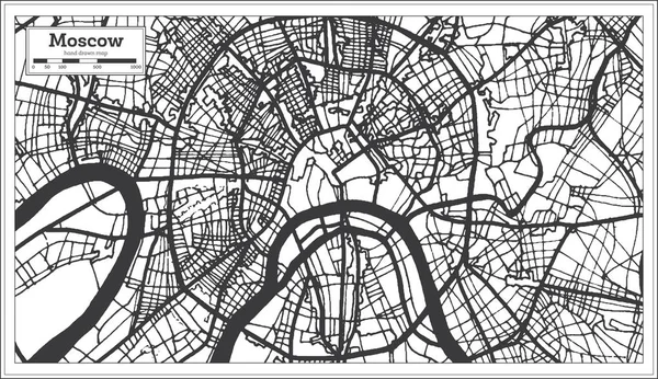 Moscow Russia City Map in Black and White Color. — Stock Vector