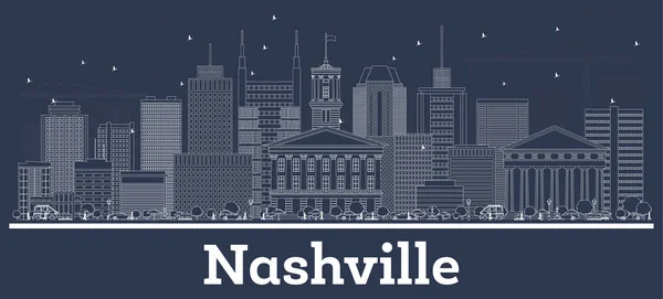 Outline Nashville Tennessee USA City skyline med vit byggnad — Stock vektor