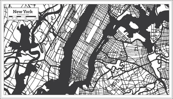 New York Statele Unite ale Americii Harta orașului în alb-negru culoare . — Vector de stoc