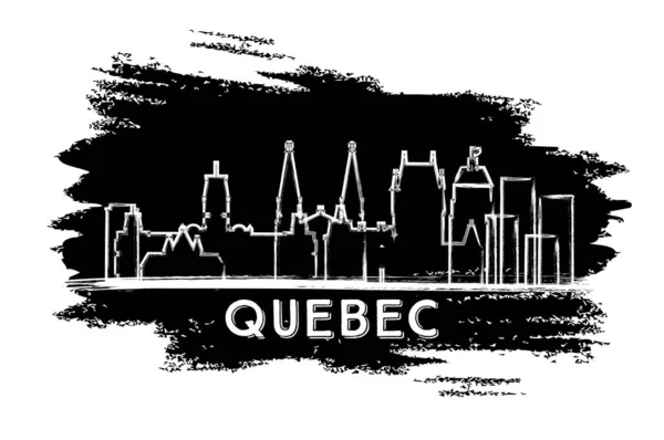 Quebec Kanada Şehir Silueti. El Çizimi Çizimi. — Stok Vektör