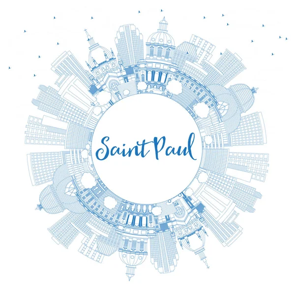 Anahat Saint Paul Minnesota şehir silueti ile mavi binalar bir