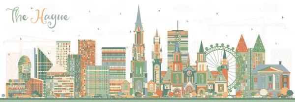 海牙荷兰城市天际线与彩色建筑. — 图库矢量图片