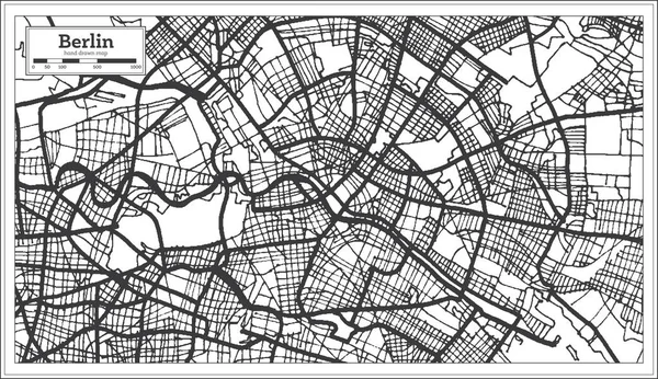 Berlim Alemanha mapa da cidade em preto e branco . — Vetor de Stock