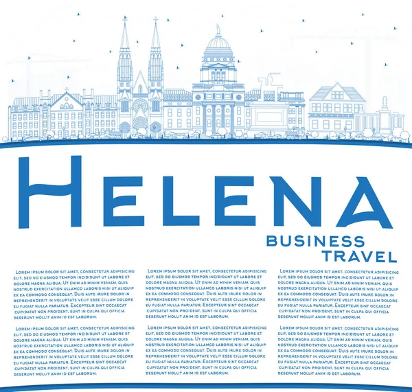 Skissera Helena Montana City skyline med blå byggnader och kopiera — Stock vektor