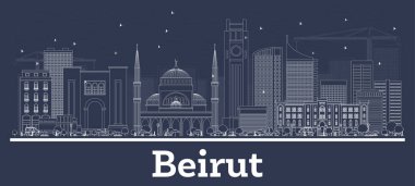 Beyaz Binalar ile Anahat Beyrut Lübnan Şehir Silueti.