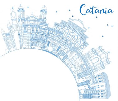 Mavi Binalar ve Kopya ile Anahat Catania İtalya Şehir Skyline 