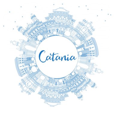 Mavi Binalar ve Kopya ile Anahat Catania İtalya Şehir Skyline 